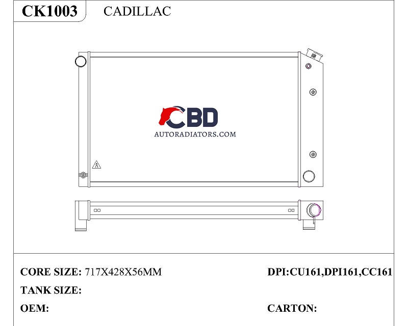 ALL ALUMINUM RADIATOR FOR CADILLAC 1982-1968/CC161 DPI 161