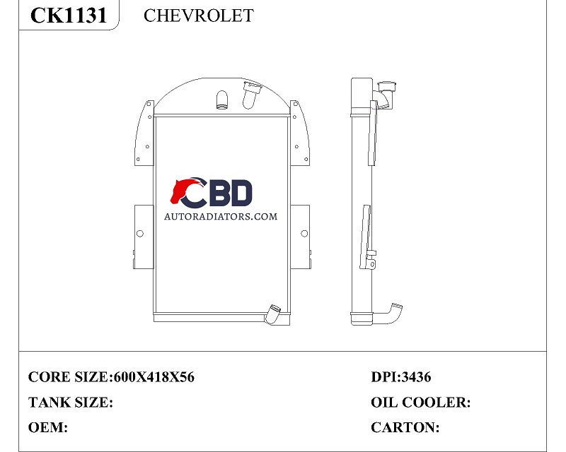ALL ALUMINUM RADIATOR FOR 1934-1936 CHEVY PICK UP TRUCK /CC3436 DPI 3436