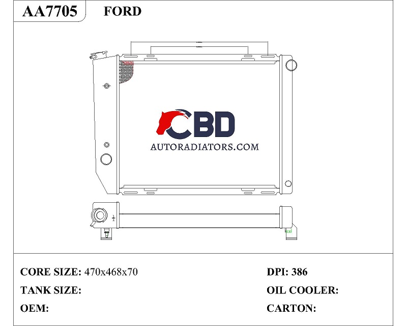 ALL ALUMINUM RADIATOR FOR FORD  COUNTRY SEDAN 1972/ DPI 386