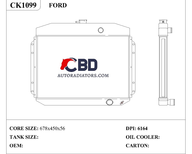 ALL ALUMINUM RADIATOR FOR FORD/CC6164