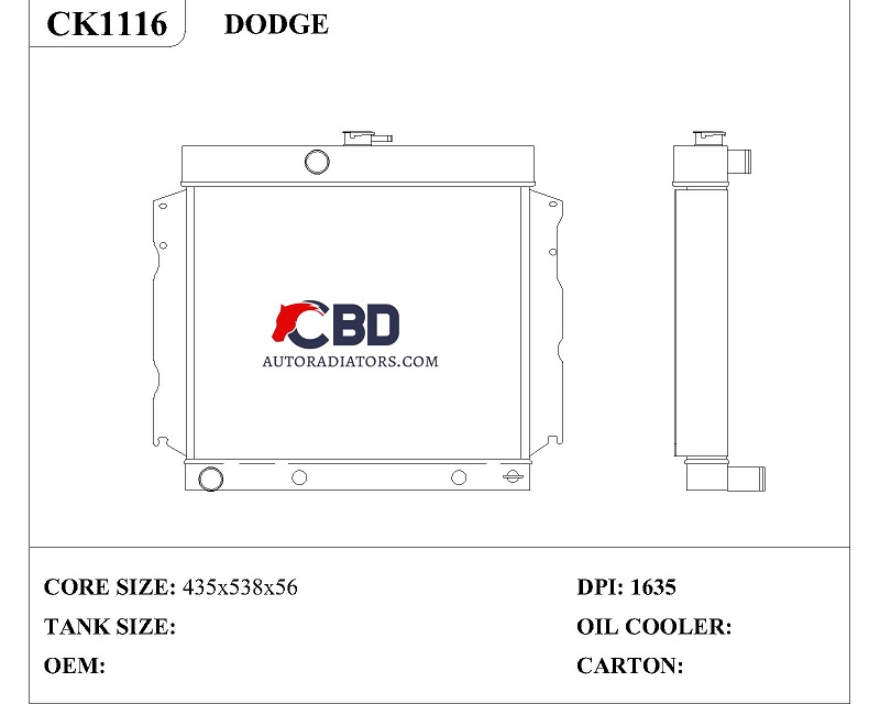 ALL ALUMINUM RADIATOR FOR DODGE DART1966/CC1635 DPI 1635