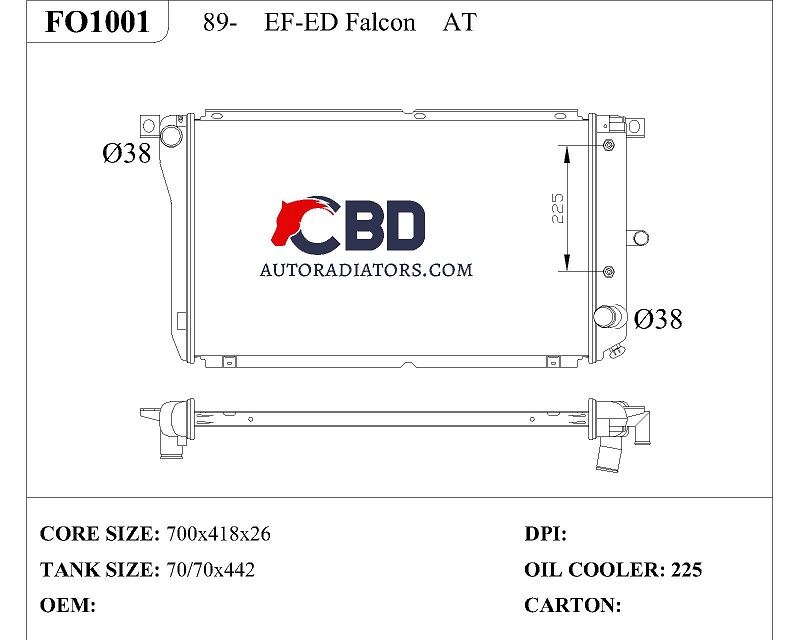 ALL ALUMINUM RADIATOR FOR 89- EF-ED FALCON AT/