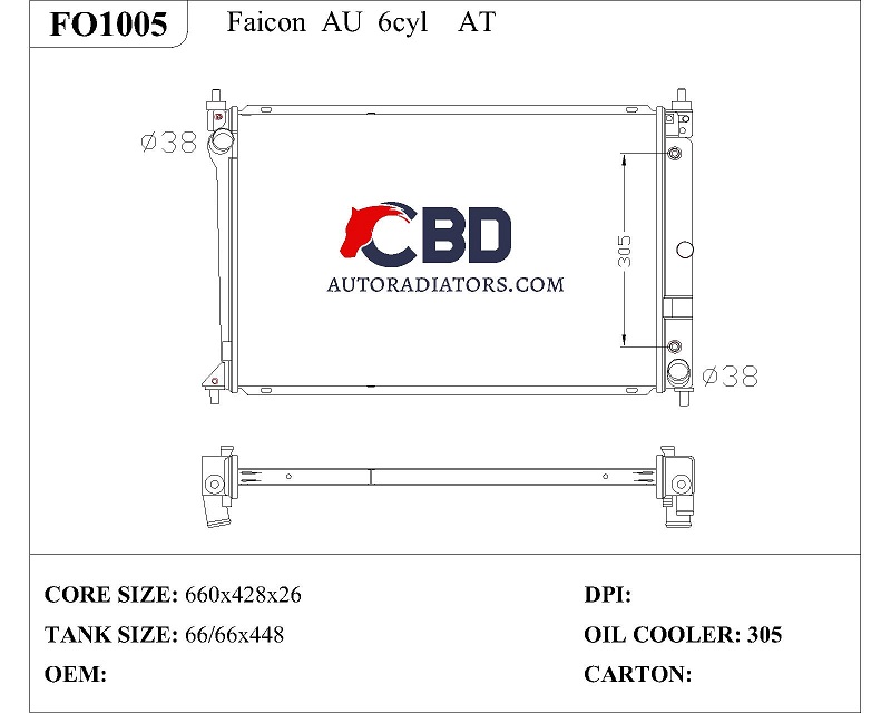 ALL ALUMINUM RADIATOR FOR FAICON AU 6CYL AT/