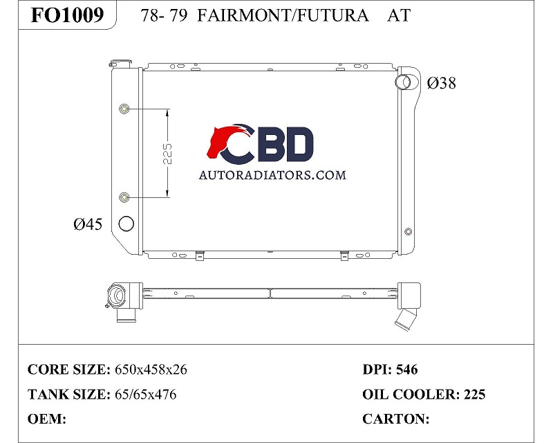 ALL ALUMINUM RADIATOR FOR FORD FAIRMONT/ DPI 546