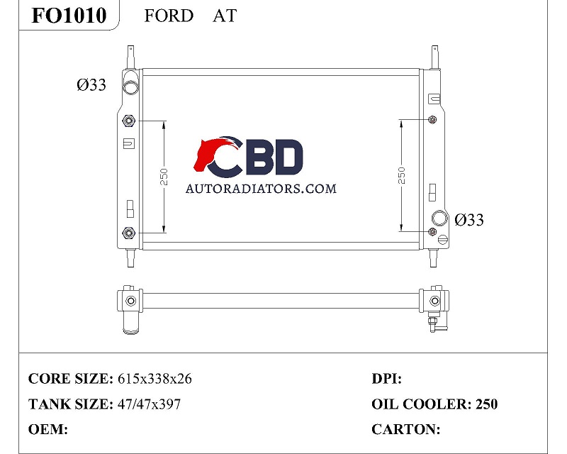 ALL ALUMINUM RADIATOR FOR FORD AT/