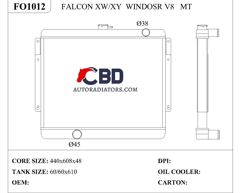 ALL ALUMINUM RADIATOR FOR FALCON XW/XY WINDOSR V8 MT/