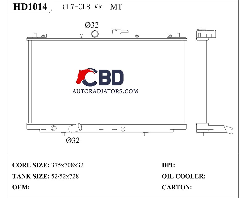 ALL ALUMINUM RADIATOR FOR CL7-CL8 VR MT/