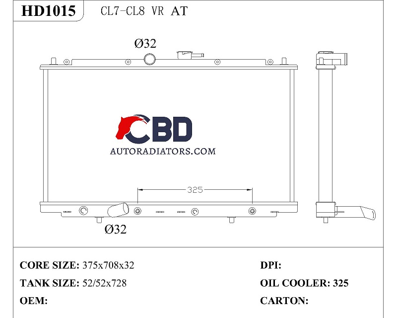 ALL ALUMINUM RADIATOR FOR CL7-CL8 VR AT/