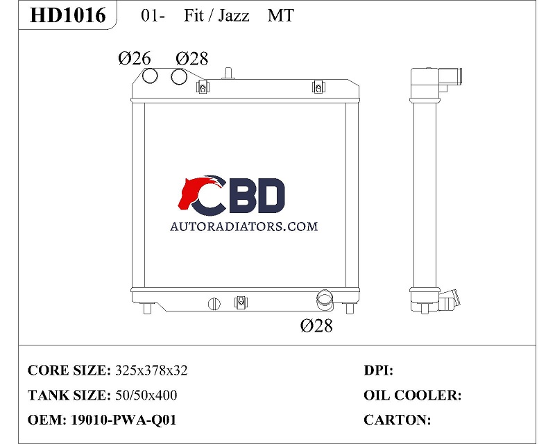 ALL ALUMINUM RADIATOR FOR 01- FIT/JAZZ MT/