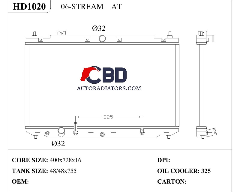 ALL ALUMINUM RADIATOR FOR 06-STREAM AT/