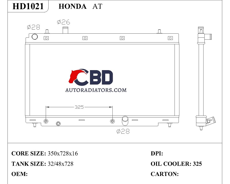 ALL ALUMINUM RADIATOR FOR HONDA AT/