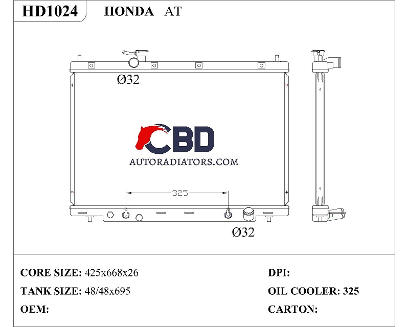 ALL ALUMINUM RADIATOR FOR HONDA AT/