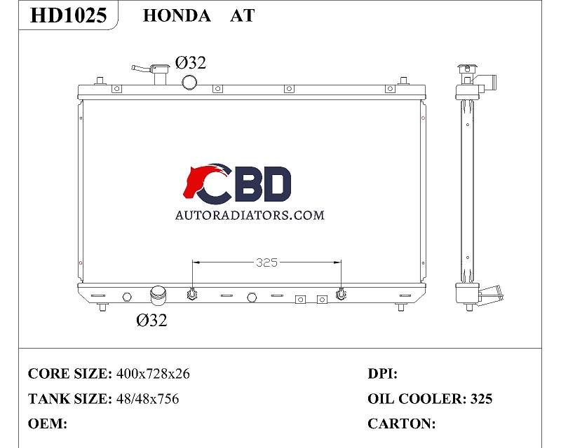 ALL ALUMINUM RADIATOR FOR HONDA AT/