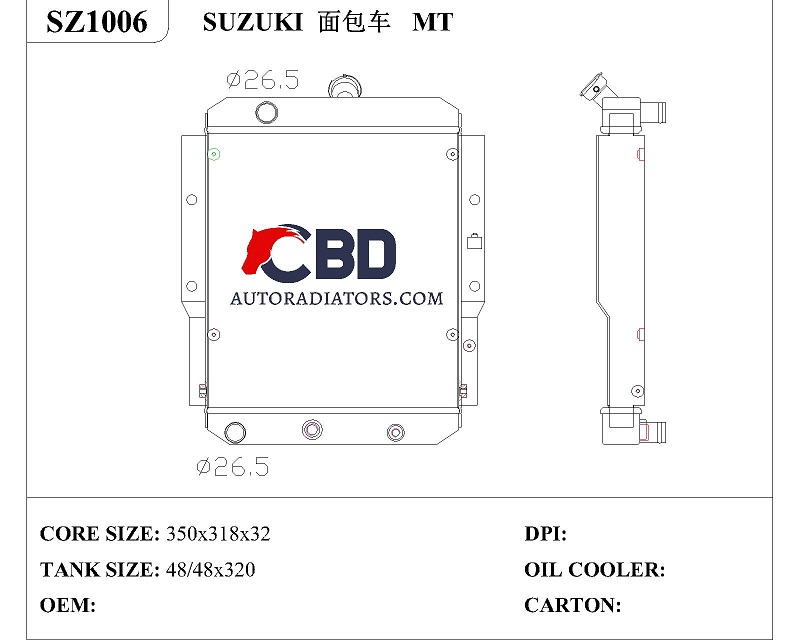 ALL ALUMINUM RADIATOR FOR MINIBUS MT/