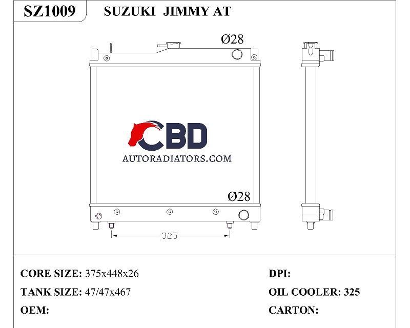 ALL ALUMINUM RADIATOR FOR SUZUKI JIMMY AT/