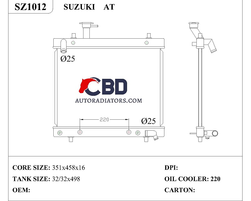 ALL ALUMINUM RADIATOR FOR SUZUKI AT/