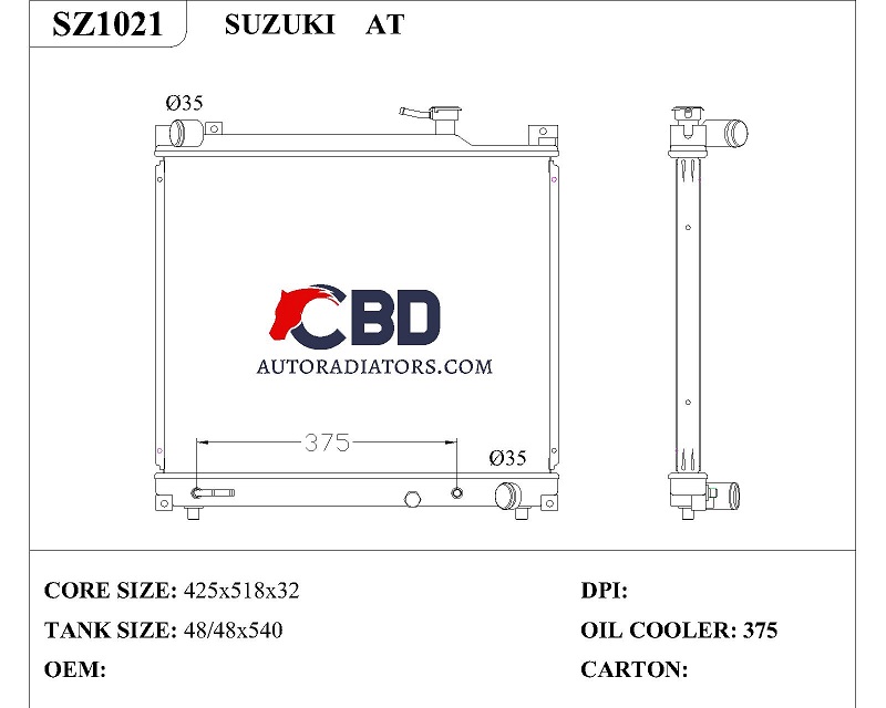 ALL ALUMINUM RADIATOR FOR SUZUKI AT/