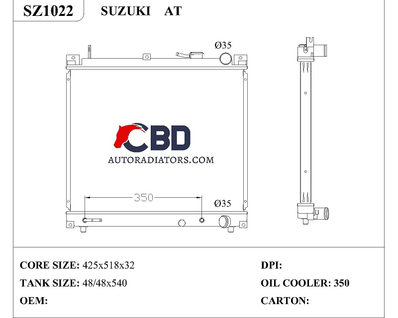 ALL ALUMINUM RADIATOR FOR SUZUKI AT/