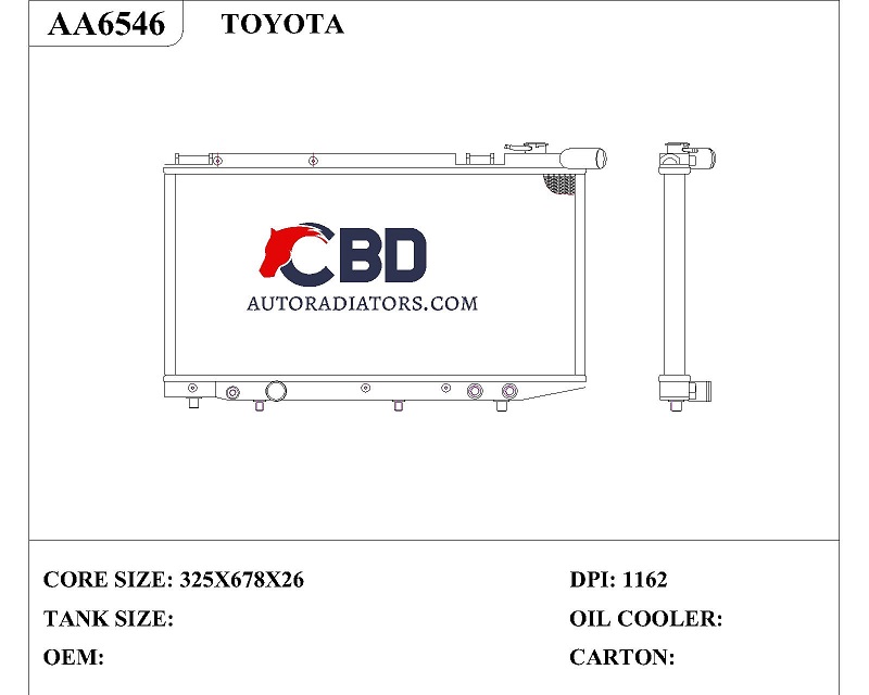 ALL ALUMINUM RADIATOR FOR TOYOTA COROLLA 1988-1989/ DPI 1162