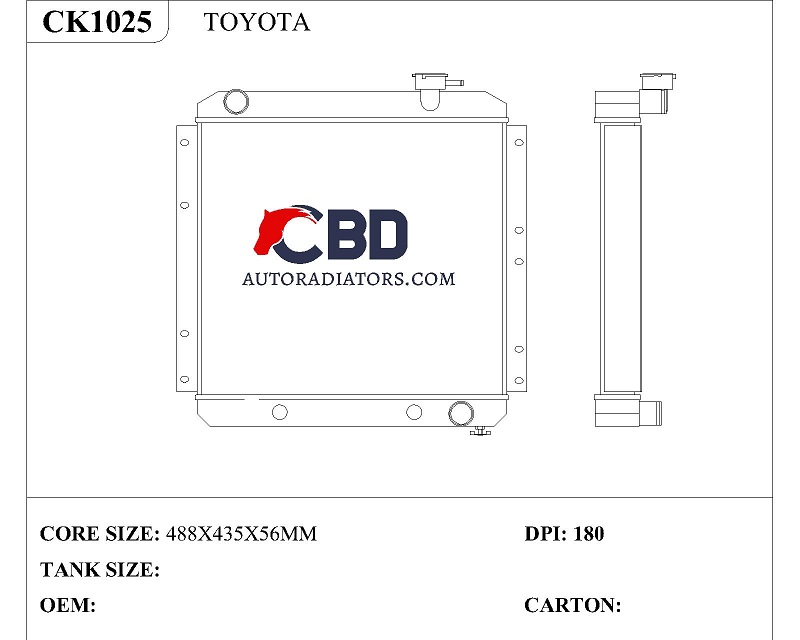 ALL ALUMINUM RADIATOR FOR TOYOTA LANDCRUISER 1980-1970/CC180 DPI 180
