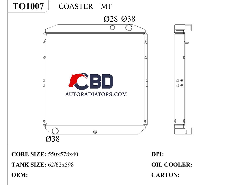 ALL ALUMINUM RADIATOR FOR COASTER MT/