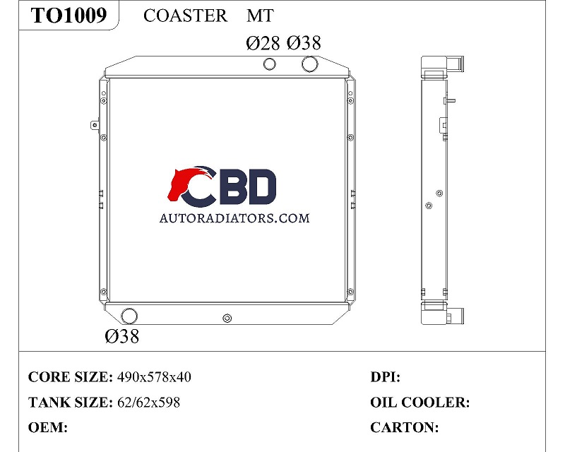 ALL ALUMINUM RADIATOR FOR COASTER MT/