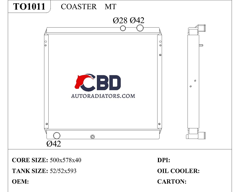 ALL ALUMINUM RADIATOR FOR COASTER MT/