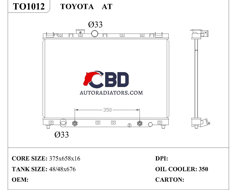 ALL ALUMINUM RADIATOR FOR COASTER AT/