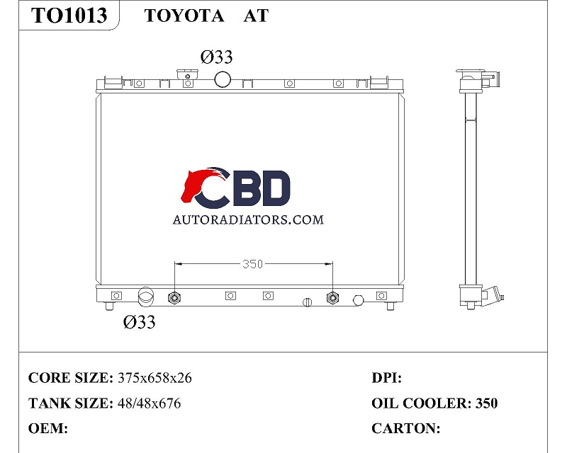 ALL ALUMINUM RADIATOR FOR TOYOTA AT/