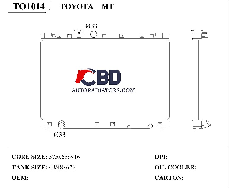 ALL ALUMINUM RADIATOR FOR TOYOTA MT/