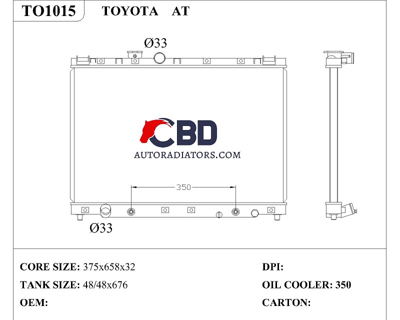 ALL ALUMINUM RADIATOR FOR TOYOTA AT/