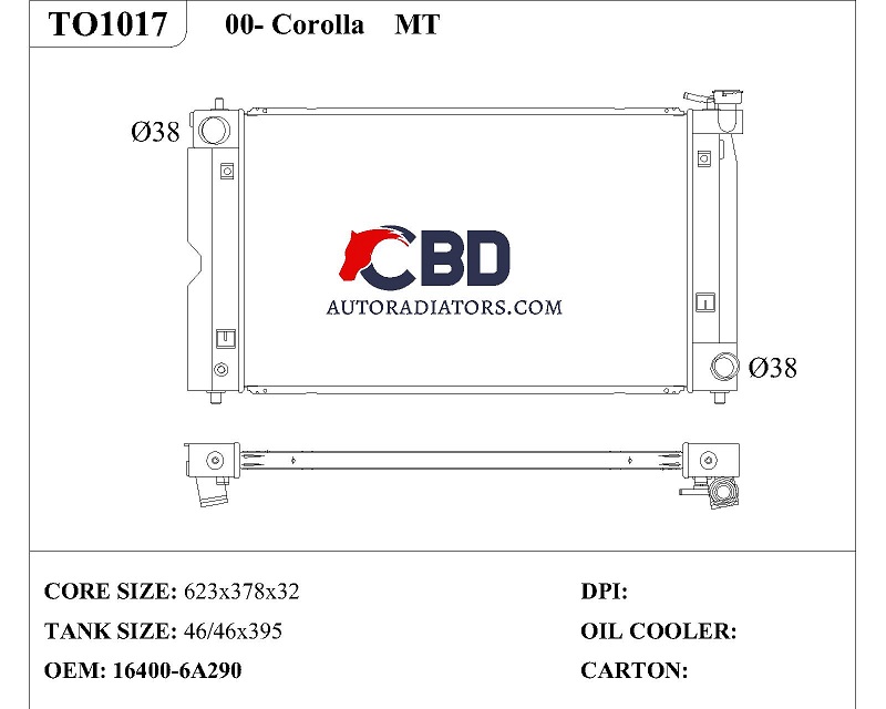 ALL ALUMINUM RADIATOR FOR 00- COROLLA MT/