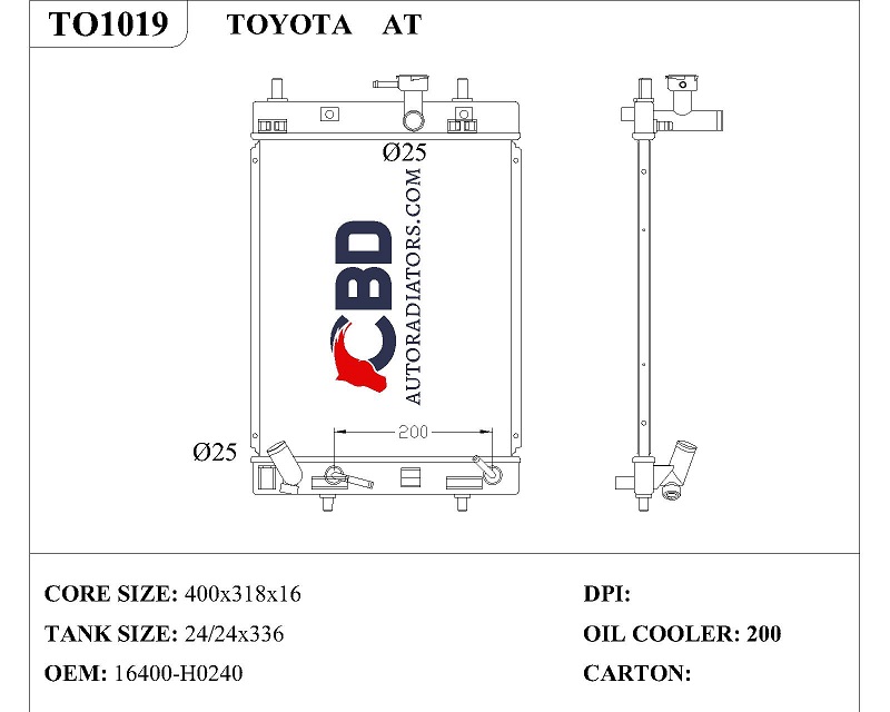 ALL ALUMINUM RADIATOR FOR TOYOTA AT/