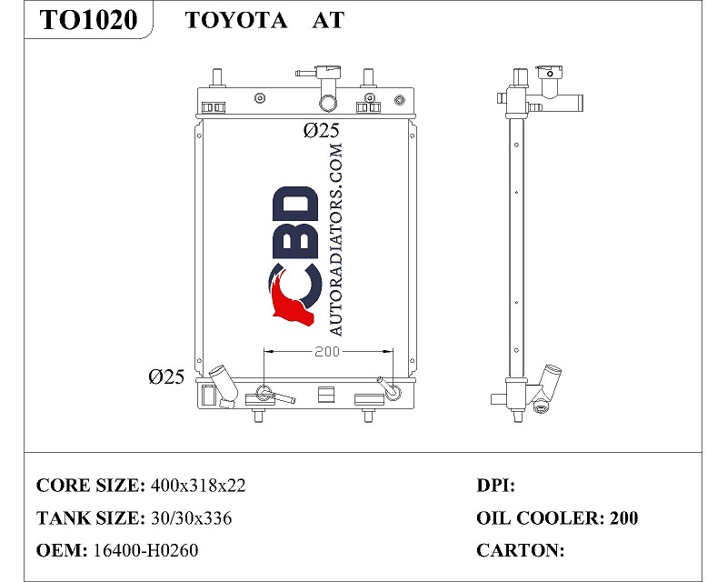 ALL ALUMINUM RADIATOR FOR TOYOTA AT/