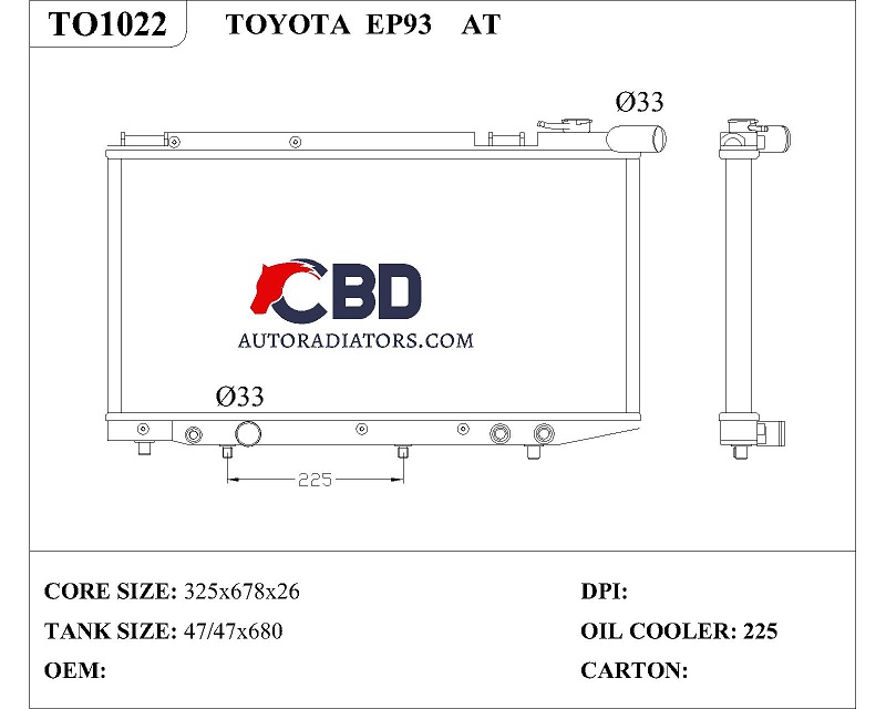 ALL ALUMINUM RADIATOR FOR TOYOTA EP93 AT/