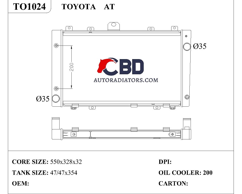 ALL ALUMINUM RADIATOR FOR TOYOTA AT/