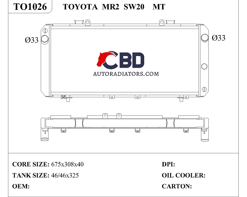 ALL ALUMINUM RADIATOR FOR TOYOTA MR2 SW20 MT/