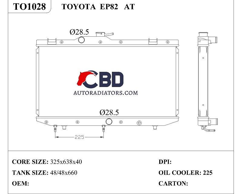 ALL ALUMINUM RADIATOR FOR TOYOTA EP82 AT/