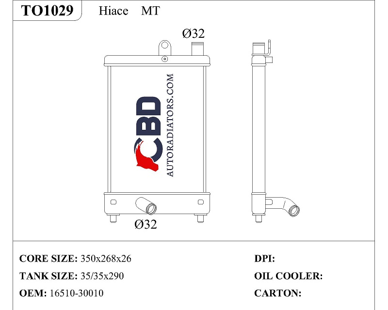 ALL ALUMINUM RADIATOR FOR HIACE MT/