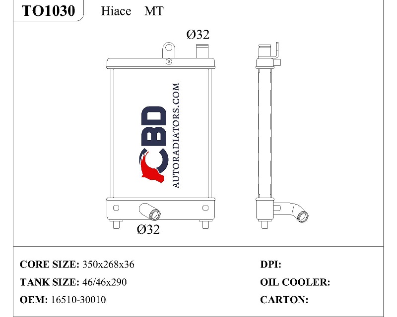 ALL ALUMINUM RADIATOR FOR HIACE MT/