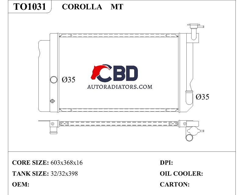 ALL ALUMINUM RADIATOR FOR COROLLA MT/