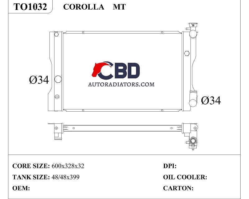 ALL ALUMINUM RADIATOR FOR COROLLA MT/