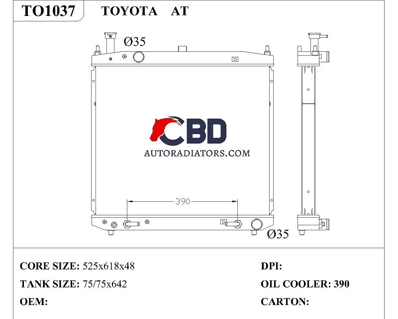 ALL ALUMINUM RADIATOR FOR TOYOTA AT/