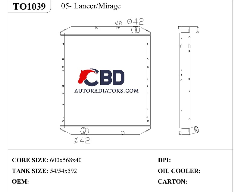 ALL ALUMINUM RADIATOR FOR 05- LANCER/MIRAGE/