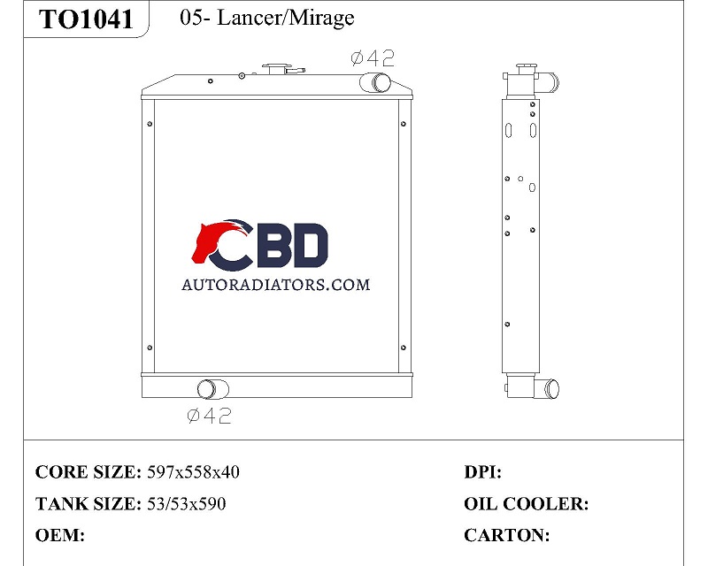 ALL ALUMINUM RADIATOR FOR 05- LANCER/MIRAGE/