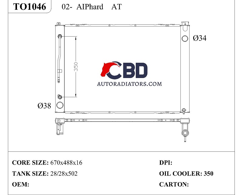 ALL ALUMINUM RADIATOR FOR 02- AIPHARD AT/