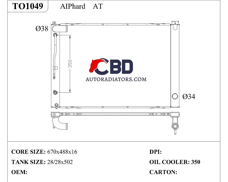 ALL ALUMINUM RADIATOR FOR AIPHARD AT/