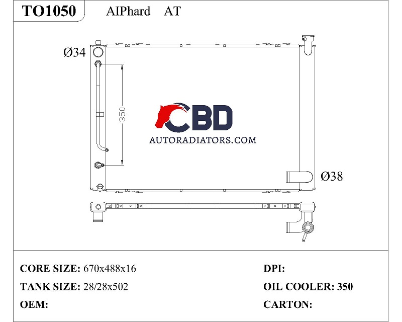 ALL ALUMINUM RADIATOR FOR AIPHARD AT/