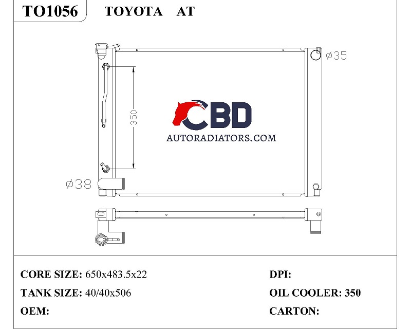 ALL ALUMINUM RADIATOR FOR TOYOTA AT/