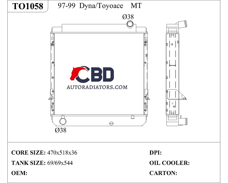 ALL ALUMINUM RADIATOR FOR 97-99 DYNA/TOYOACE MT/